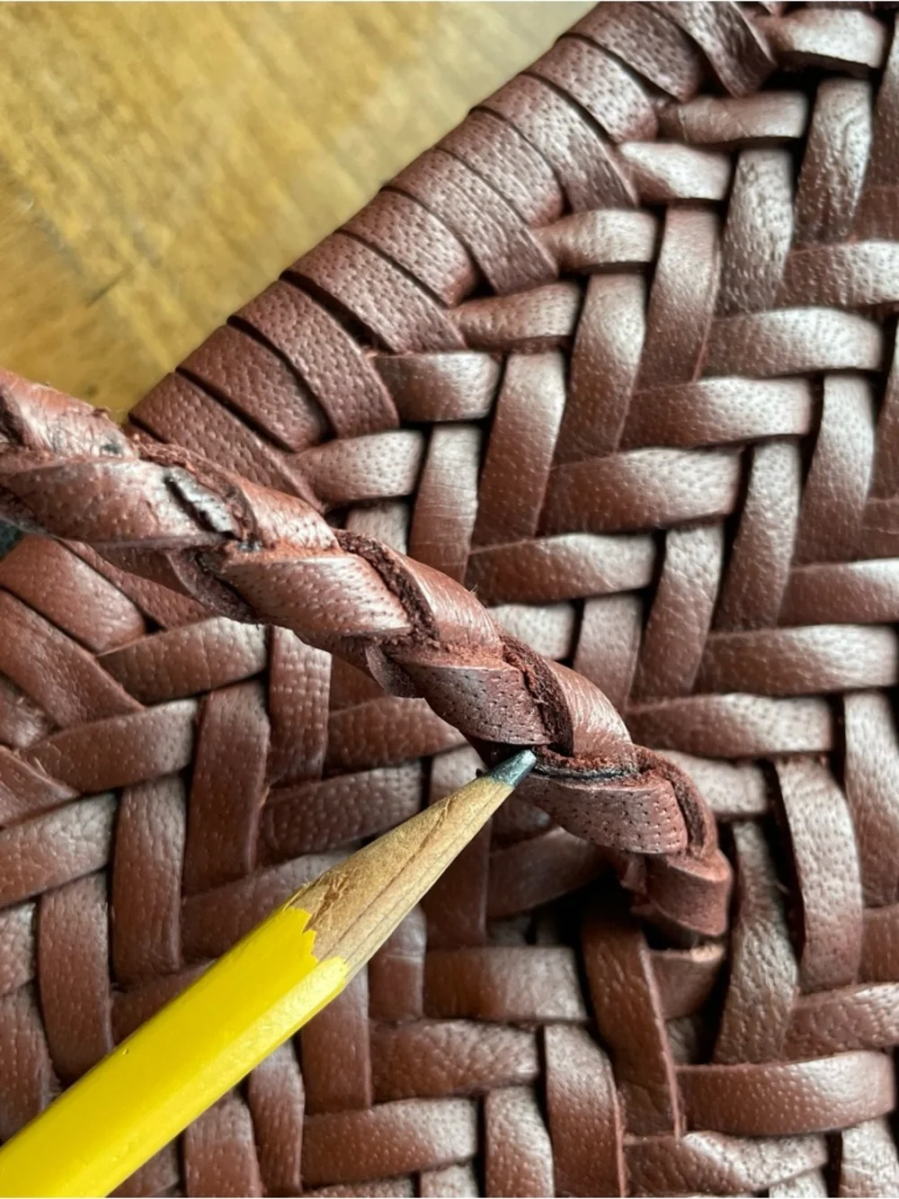 Zara Braided Woven Buffalo Leather Bucket Shoulder Bag - Brown - Picture 11 of 16